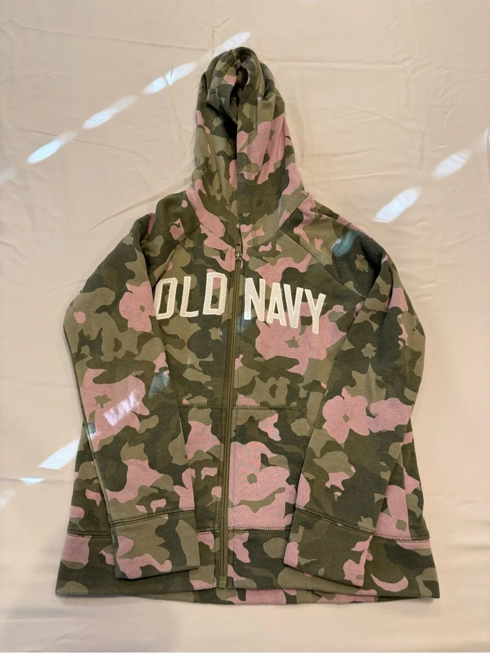 Old Navy Green & Pink Camo Zip Hoodie for Kids